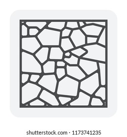 Flagstone Or Stone Vector Icon Design. That Rock For Home, Landscape Or Garden By Paving On Ground And Wall To Create Texture Pattern. That Patio, Pavement, Road, Pathway Or Slabs. Editable Stroke.