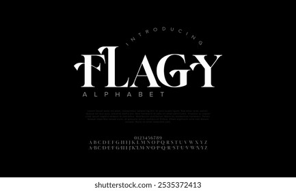 Flagy tipografia beleza moda elegante minimalista serif italic fontes decorativo casamento vintage retro logos. Logotipo de fonte de luxo mínimo alfabeto. Ilustração vetorial