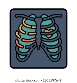 Flail Chest Multiple Rib Fractures X-Ray Icon for Emergency Care
