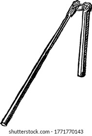 Flail-a-Instrument hat eine lange, zweihandige Infanteriewaffe mit zylindrischem Kopf und auch eine kürzere Waffe mit einem runden Metallauffälligkeitskopf, die zum Dreschen oder Überschlagen von Ohrkorn verwendet wird