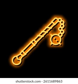 flail medieval weapon neon light sign vector. flail medieval weapon illustration
