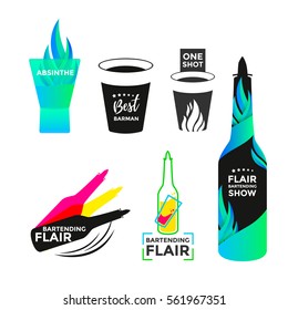 Flair Bartending Icon Or Logo Design. Best Barmen Emblem. Bartender Bottle