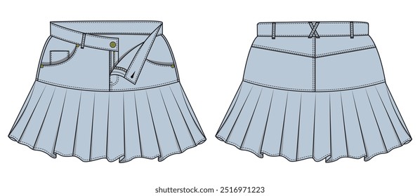 Flair Denim Skirt Vector Illustration