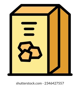 Flakes pack icon outline vector. Cereal breakfast. Milk corn color flat