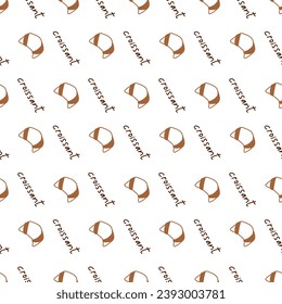 Flaky Goodness Croissants Doodle Vector Pattern can be use for background and apparel design