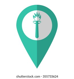 Flambeau symbol - vector icon;  green map pointer
