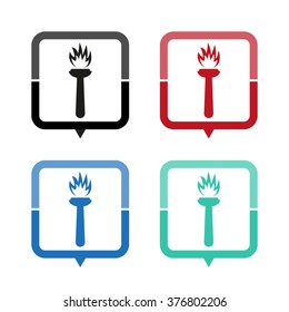 Flambeau symbol - vector icon; map pointer;  message bubble