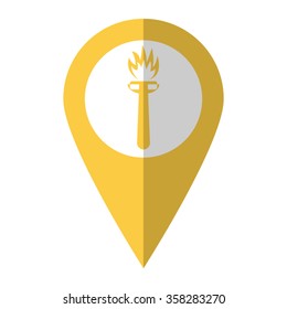 Flambeau symbol - vector icon;  yellow map pointer