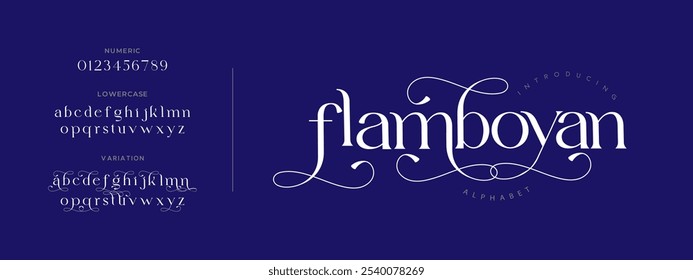 Flamboyan tipografia beleza moda elegante minimalista serif italic fontes decorativo casamento vintage retro logos. Logotipo de fonte de luxo mínimo alfabeto. Ilustração vetorial