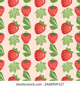 Flamboyant Strawberry Seamless Vector Pattern Design