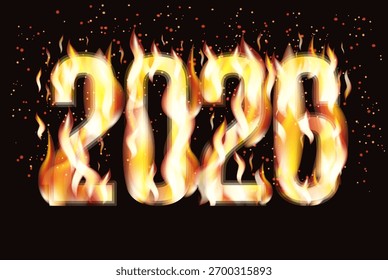 Flame 2026 new year vip card, vector illustration