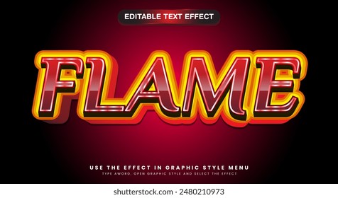 Flame 3D editable text effect template with red light theme