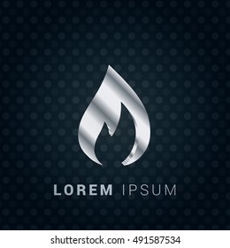 Flame 3D silver/platinum metallic chromium precious Icon / Logo Design