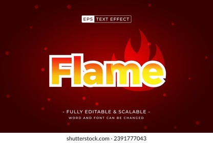 Flame 3D text effect. Editable text style effect with red burn fire template