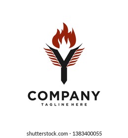 Flame abstract logo design. Y letter