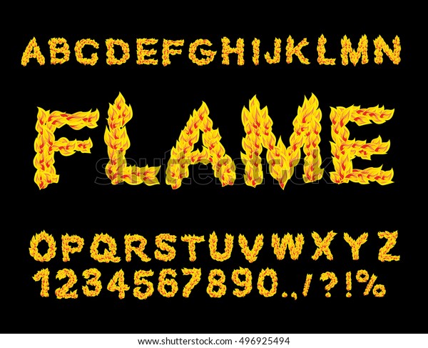 Flame Alphabet Fire Font Fiery Letters Stock Vector (Royalty Free ...