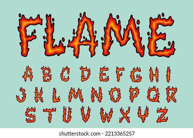 Flame Alphabet Fire Graffiti text vector Letters