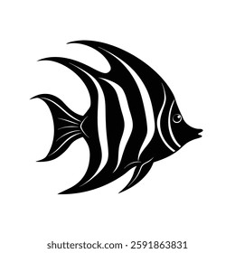 Flame Angelfish Silhouette Vector Art and Black Color Flame Angelfish Design