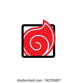 flame appear from square object symbol logo vector