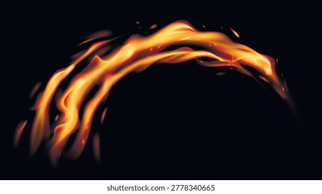 Flame arch. Burning light effect.