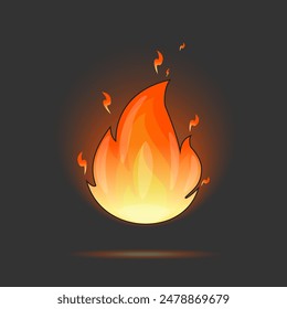 Flame ball cute cartoon Vector 