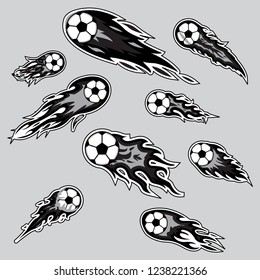 FLame Ball Shoot vector colection BLACK WITHE clipart symbol