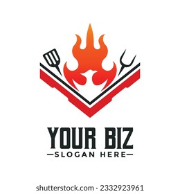 Flame bird logo concept for bbq brand