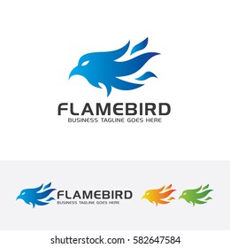 Flame bird logo design. Bird head animal logo concept. Vector logo template