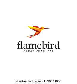 Flame Bird Logo . Flying Fire Bird abstract Logo design vector template