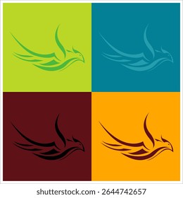 flame bird logo icon in many background colour