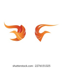 Flame bird logo, phoenix symbol design