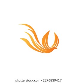 Flame bird logo, phoenix symbol design