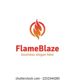 Flame Blaze Fire Logo with circle as Letter O In flame shape also NN letters. Fire Flame Logo design vector template. Elegant Burn Bonfire Logo. Template for creative media, petrol, gas station, etc