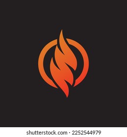 Flame Blaze Fire Logo Icon on a Black. Letter O In flame shape also NN letters. Fire Flame Logo design vector template. Elegant Burn Bonfire Logo. Template for creative media, petrol, gas station, etc