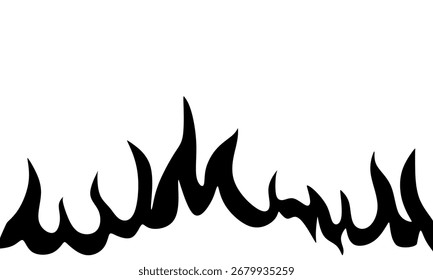 Flame Border Fire Silueta Patrón sin fisuras. Perfecto para fondos, Fondos de pantalla, decoración y envoltura