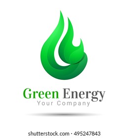 Flame Bright Green energy logo template. Vector business icon. Corporate branding identity design illustration for your company. Creative abstract concept.