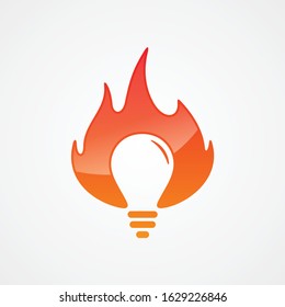 Flame bulb icon isolated on white background. Light bulb icon in trendy design style for web site and mobile app. Vector illustration EPS.8 EPS.10