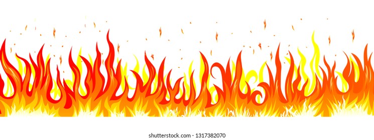 Flame. Burning fire. Abstract fire on a white background.