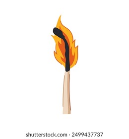 flame burning match cartoon. stick stick, fire burnt, burnout employee flame burning match sign. isolated symbol vector illustration