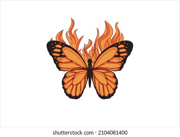 flame butterfly orange vector design