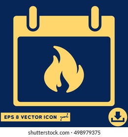 Flame Calendar Day icon. Vector EPS illustration style is flat iconic symbol, yellow color.