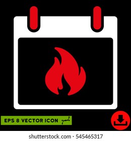 Flame Calendar Day icon. Vector EPS illustration style is flat iconic bicolor symbol, red and white colors.