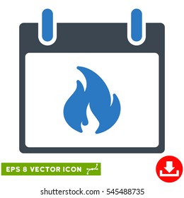 Flame Calendar Day icon. Vector EPS illustration style is flat iconic bicolor symbol, smooth blue colors.