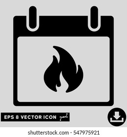 Flame Calendar Day icon. Vector EPS illustration style is flat iconic symbol, black color.