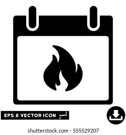 Flame Calendar Day icon. Vector EPS illustration style is flat iconic symbol, black color.