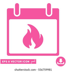 Flame Calendar Day icon. Vector EPS illustration style is flat iconic symbol, pink color.
