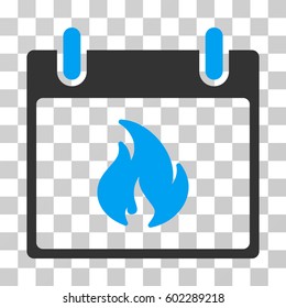 Flame Calendar Day icon. Vector illustration style is flat iconic bicolor symbol, blue and gray colors, transparent background. Designed for web and software interfaces.