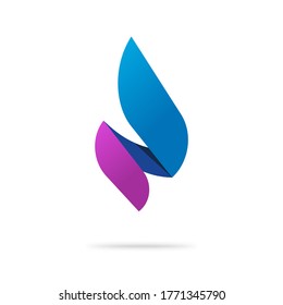 Flame candle logo as abstract spear blue violet color fire energy vector logotype template design, concept of gradient ignite icon or hearing plumbing geometric burning symbol modern trendy sign