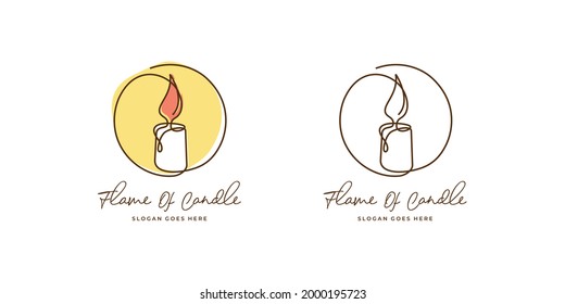 Flame Of Candle One Line Monogram Logo Inspiration