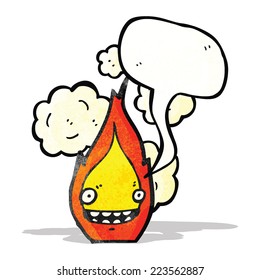 flame cartoon character with speech bubble